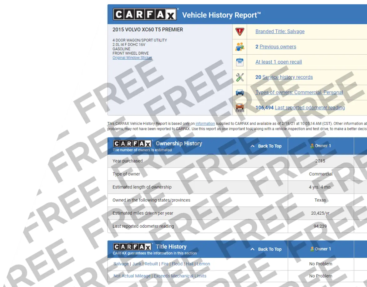 Carfax report